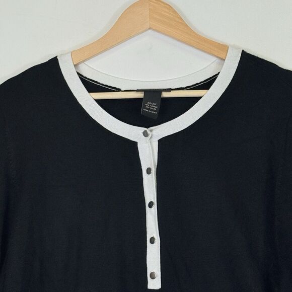 Lane Bryant Black Half Button Front Fine Knit Pullover‎ Sweater Women's 22 24 - Picture 2 of 5